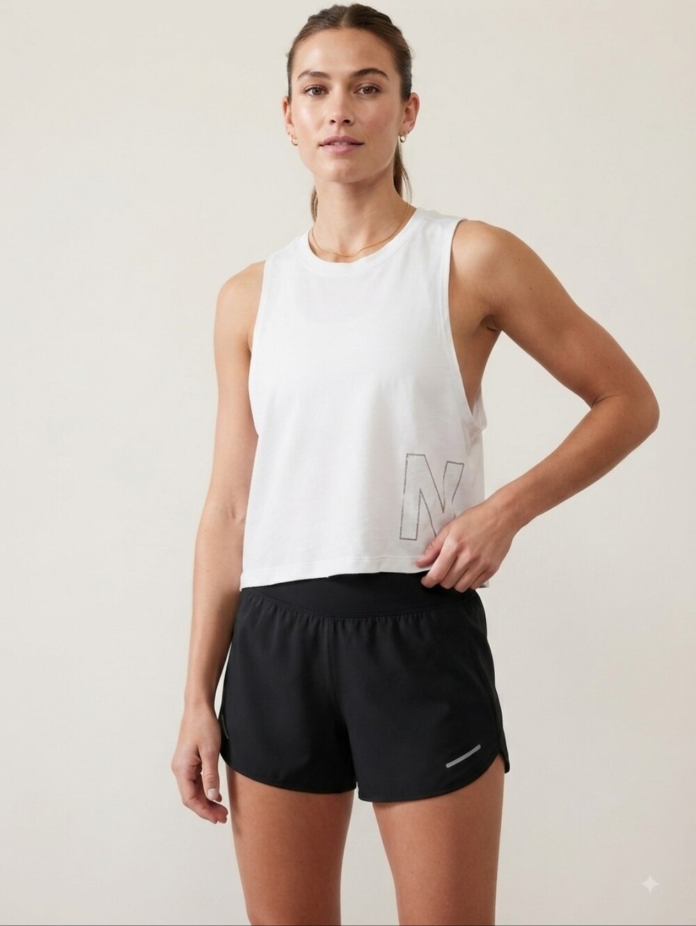 Nike White/Glitter Muscle Tee Glitter Logo Gym Sleeveless Top Women’s Size Small